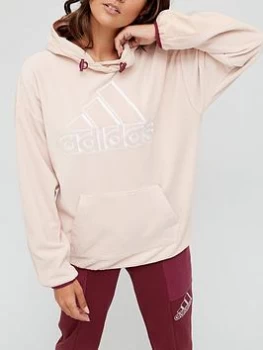 Image of adidas Brand Love Polarfleece Hoodie - Blush, Blush Size M Women