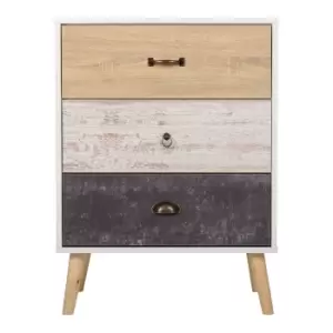 Image of Nordic 3 Drawer Chest White, Black and Brown