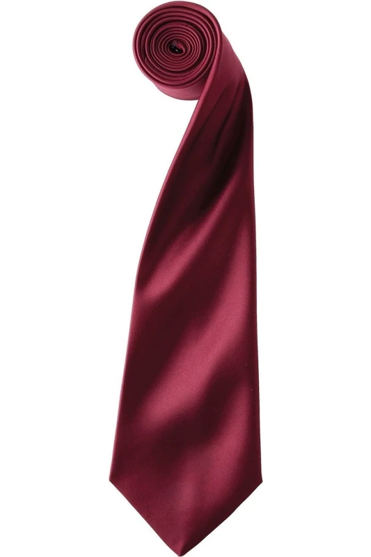 Image of Premier Premier Colours Satin Tie in Burgundy Burgundy One Size Unisex 5063470723027