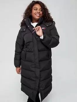 Image of Tommy Jeans Curve Alaska Longline Padded Coat - Black, Size 2XL, Women