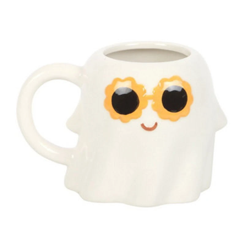 Image of Something Different Something Different Groovy Ghost 500ml Mug in White White One Size Unisex 5063750604251