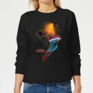 Image of Captain Marvel Nebula Flight Womens Sweatshirt - Black - XS