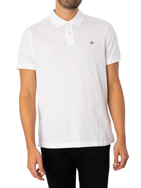 Image of Gant Regular Shield Pique Polo Shirt White S