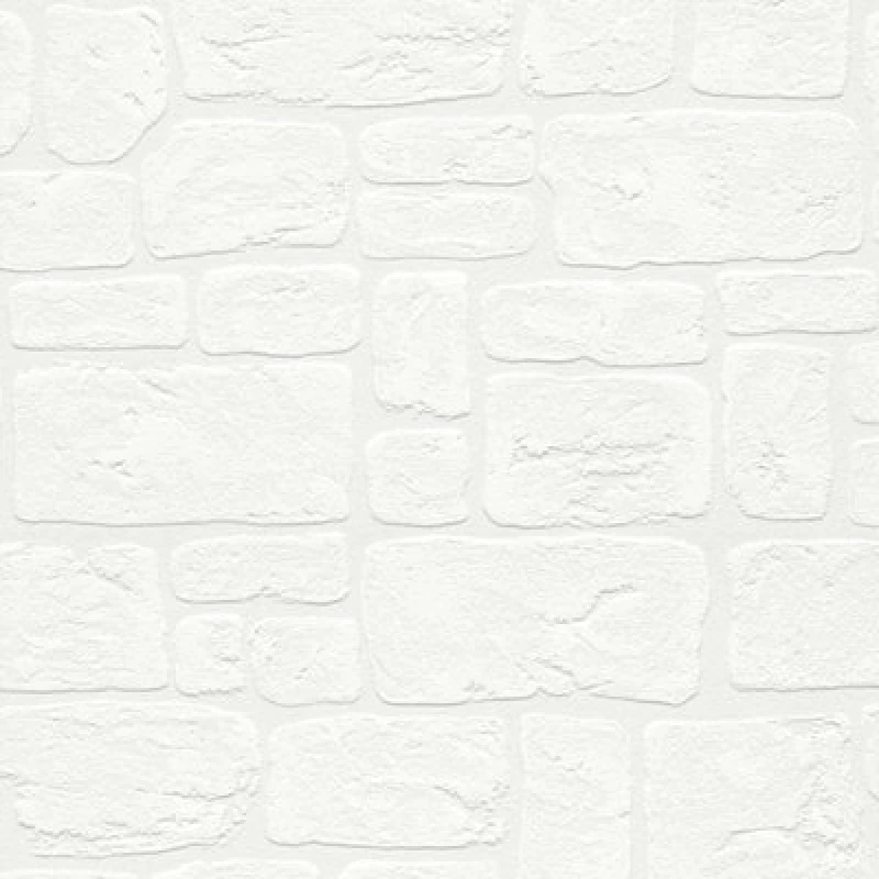 Image of As Creation Blown Vinyl Stone Brick White Wallpaper 2040-42