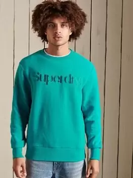 Image of Superdry Classic Logo Sweat, Green Size M Men