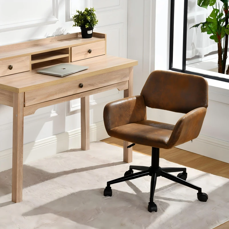 Image of Jack Wills Chair Fabric Height Adjustable Swivel Chair Ergonomic Office Chair with Armrest Distress Brown unisex One Size