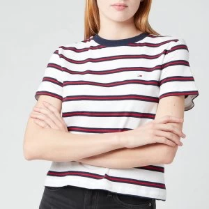 Image of Tommy Jeans Womens TJW Regular Contrast Baby T-Shirt - White - L