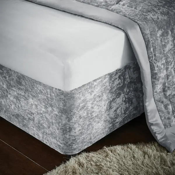 Image of CATHERINE LANSFIELD Crushed Velvet Divan Base Wrap, Silver, Double - Catherine Lansfield BD/46254/W/BWRAPD/SI