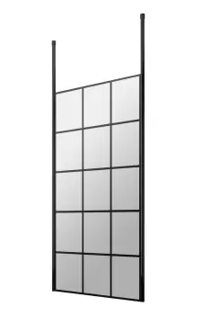 Image of Hudson Reed 800mm Frame Screen With Ceiling Posts - Matt Black