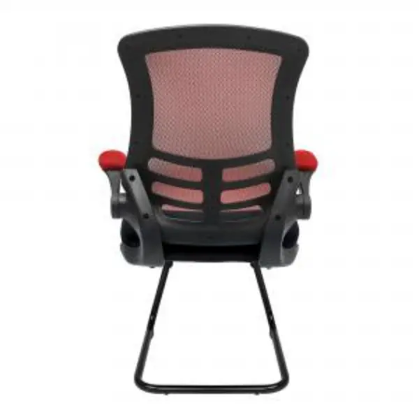 Image of Luna Nautilus Designs Luna Designer High Back Two Tone Mesh Cantilever Visitor Chair With Folding Arms and Black Shell Red/Black - BCM/T1302V/RD BCM/T