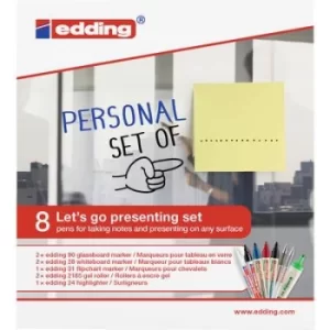 Image of Edding 4-BTWPRES e-BTW Whiteboard marker set Black, White, Blue, Red, Silver 8 pcs/pack