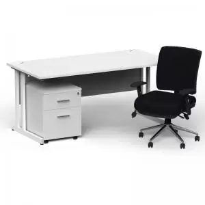 Image of Impulse 1600800 White Cant Desk White 2 Dr Mobile Ped & Chiro Med