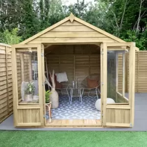 Image of Forest Garden Oakley 8X10 Apex Overlap Solid Wood Summer House With Double Door (Base Included)