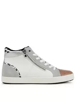 Image of Geox Blomiee Hi Top Trainers - White/Grey Size 6, Women