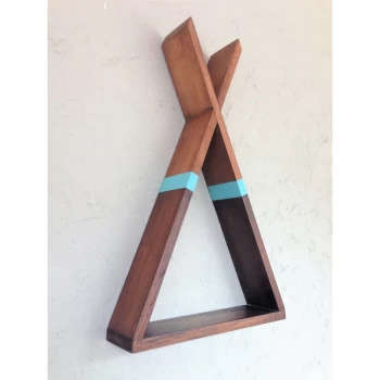 Image of Tent - Walnut - Blue Walnut Blue Wall Shelf
