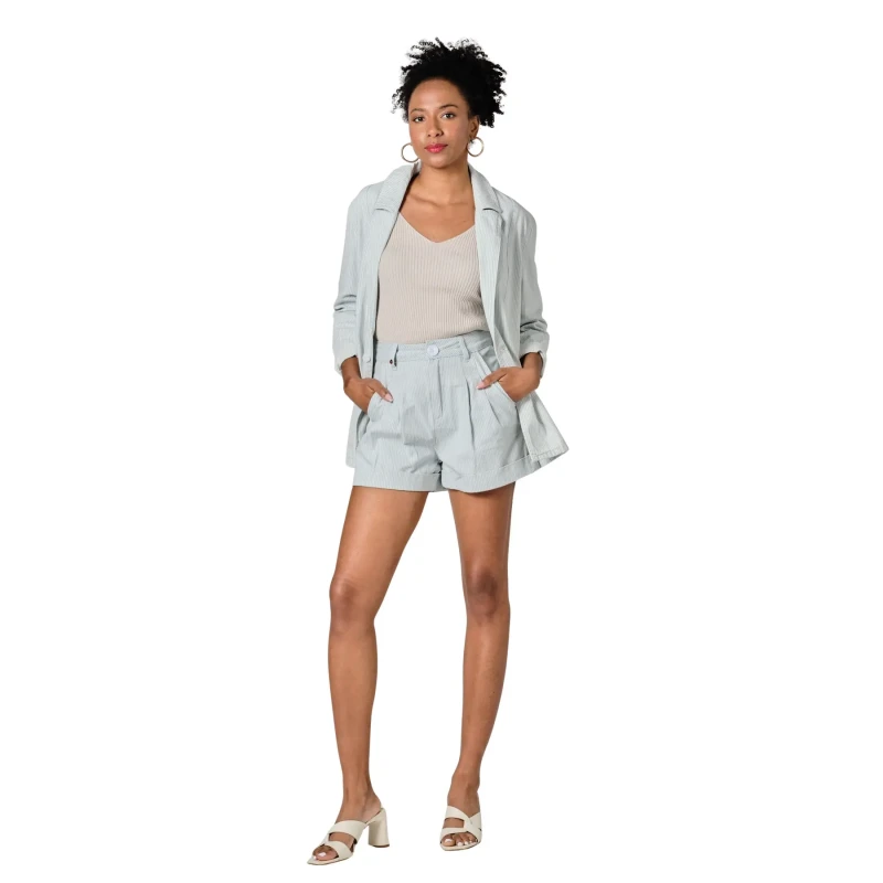 Image of F.A.M. Paris Striped oversized womens jacket F.A.M. Paris Ines Bleu Female M