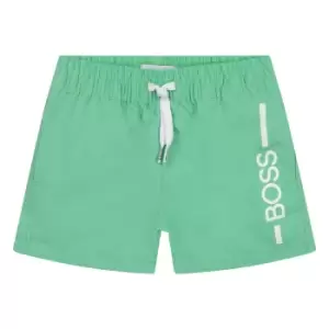 Image of Boss Kids Baby Boy Side Logo Swim Short In Green - Size 12 Months