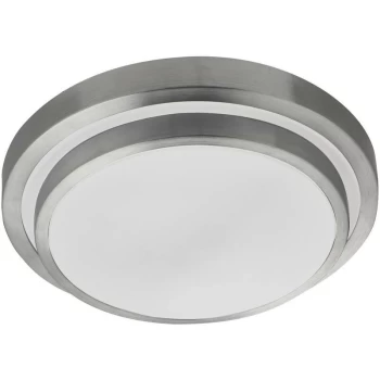 Image of Searchlight Bathroom - LED Bathroom Ceiling Flush Light Brushed Aluminium IP44
