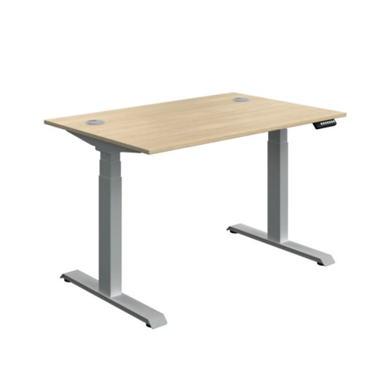 Image of Serrion Dual Motor Sit/Stand Desk 1200x800x630-1290mm Oak/Silver KF800331