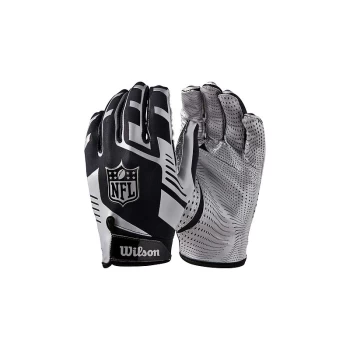 Image of NFL Stretch Fit Receivers Gloves - OSFA - Black/Silver - Wilson