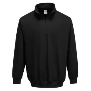 Image of Portwest Mens Sorrento Zip Neck Sweatshirt Black M