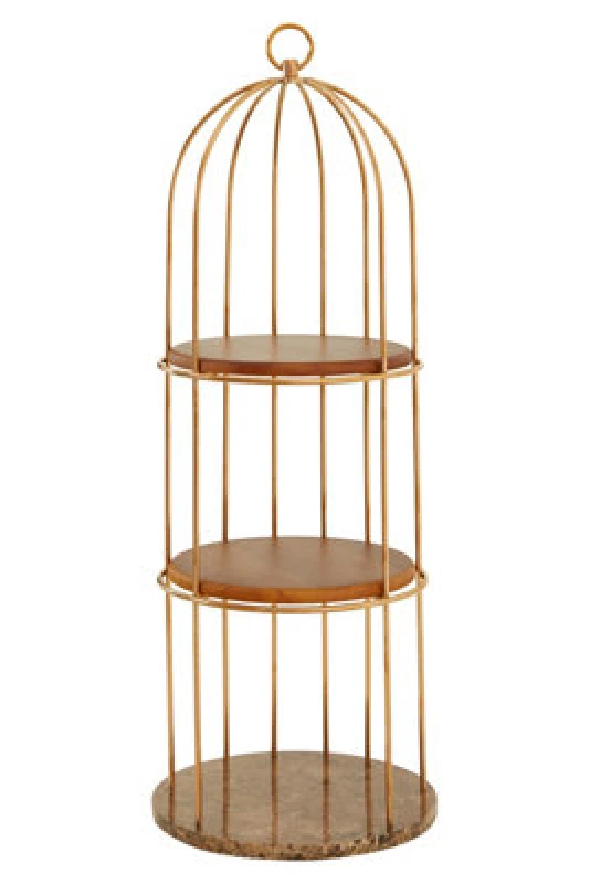 Image of Premier Housewares Spacious Small Cage Design Bookshelf, Durable Bird Cage Design Book Storage Shelf, Stylish Tall Book Shelf Gold