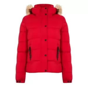 Image of Superdry Hooded Mid Layer Short Jacket - Red