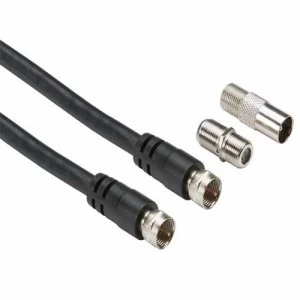Image of KnightsBridge RG6 Satellite TV Cable with Coupler and Adapter - 2 Meter