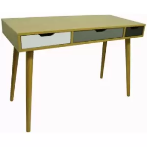Image of Watsons - industrial - 2 Drawer Office Computer Desk / Dressing Table - Beech / Multicoloured - Beech / Multi