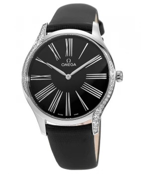 Image of Omega De Ville Tresor Diamonds Black Dial Black Fabric Strap Womens Watch 428.17.39.60.01.001 428.17.39.60.01.001