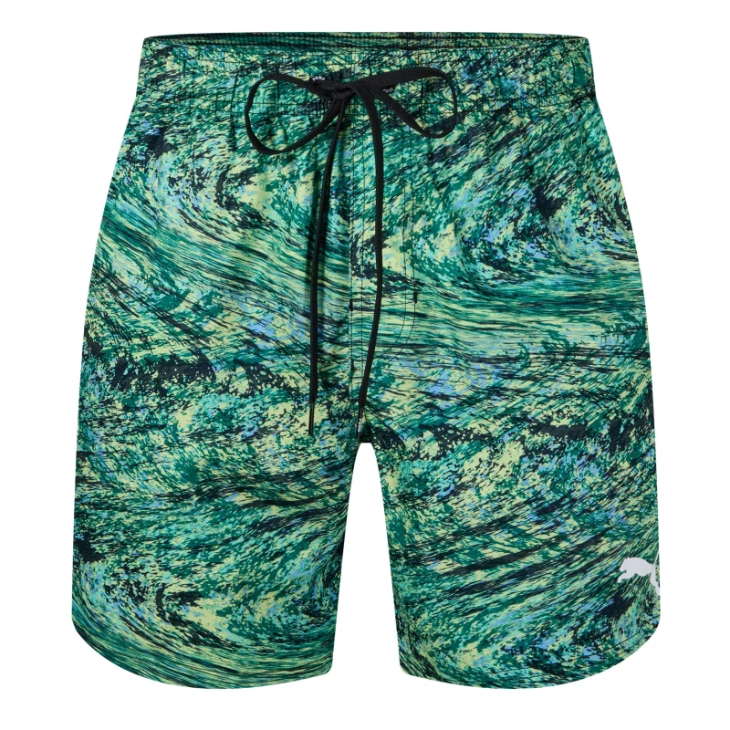 Image of Puma Printed Swim Shorts Mens - Green Green M