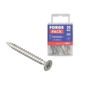 Image of ForgeFix Multi Purpose Pozi Compatible Screw CSK ST S/Steel 4.0 x 30mm Forge Pack 30