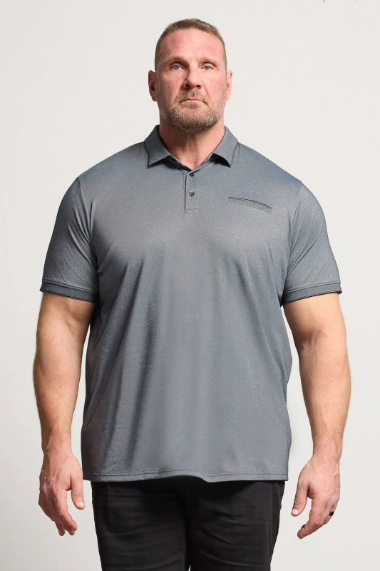 Image of BadRhino Mens Textured Polo Shirt in Dark Grey Size: XL Dark Grey Male XL