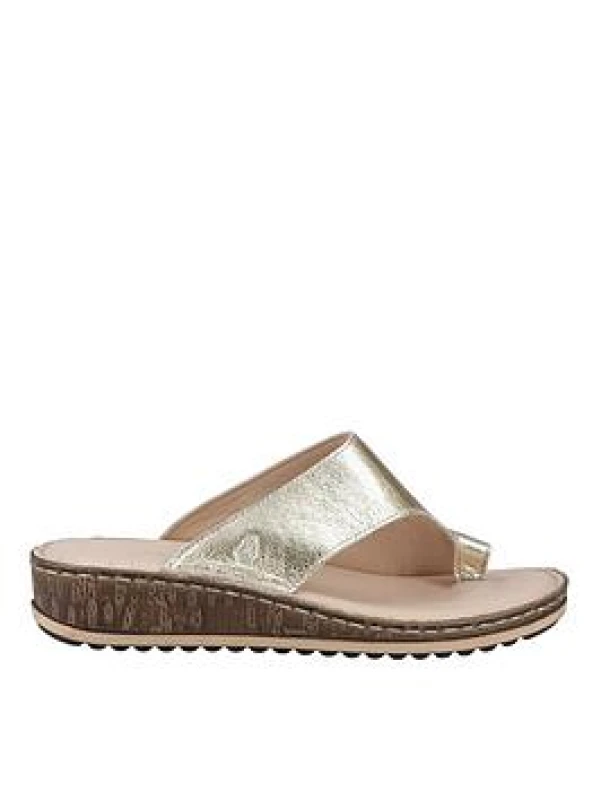 Image of Hush Puppies Womens Elissa Toepost Summer Slider Sandals UK Size 4 (EU 37) GOLD HUS526-GOLD-4