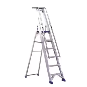 Image of Aluminium Stepladder With Platform, Guardrail And Handrail - 6 Steps