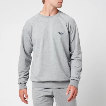 Image of Emporio Armani All Over Logo Terry Sweatshirt Grey Melange Size M Men
