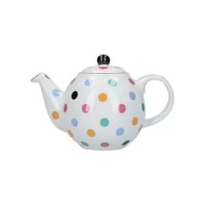Image of London Pottery - Globe 6 Cup Teapot White With Multi Spots