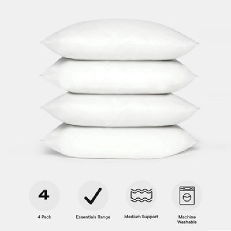 Image of OHS OHS 4 pack Luxury Soft Pillows Hollow Fibre in White Size: King White King Unisex 5027434140510