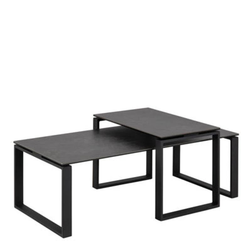 Image of Furniture To Go Katrine Ceramic Coffee Table Set In Black