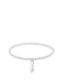 Image of Simply Silver Feather Bead Stretch Bracelet