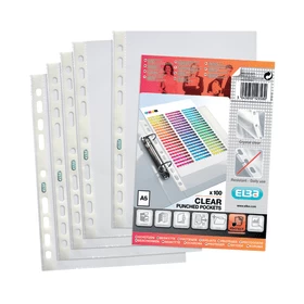 Image of Elba A5 Embossed Punched Pocket Polypropylene 60-Microns Clear 1 x Pack of 100