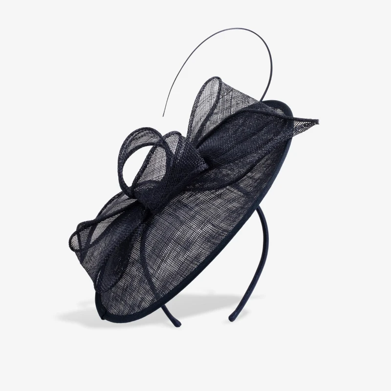 Image of Jon Richard Navy Woven Bow Fascinator Fascinators One Size Blue 39366518000