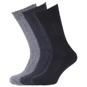 Image of Mens Wool Blend Socks With Wool Padded Sole (Pack Of 3) (UK Shoe 6-11, EUR 39-45) (Shades of Blue)