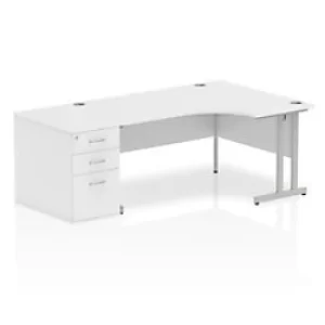 Image of Dynamic Corner Right Hand Desk White MFC Cantilever Leg Grey Frame Impulse 2030/1200 x 800/600 x 730mm