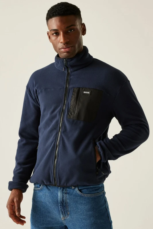 Image of Regatta Mens Frankie Full Zip Fleece in Mid Navy Size: Large Mid Navy Male L