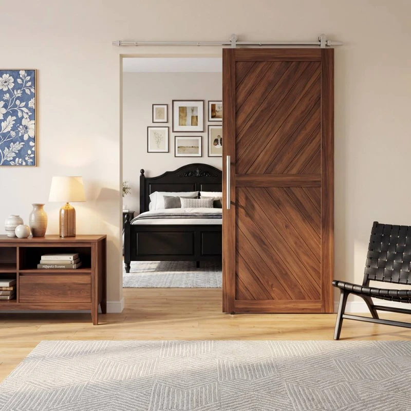 Image of HOMCOM Sliding Door Hardware Kit Smooth Quiet 152cm Silver Tone Silver Unisex