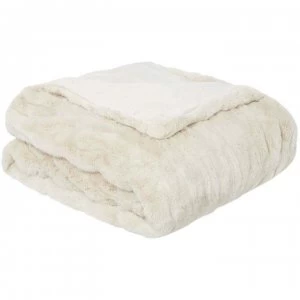 Image of Hotel Collection Hotel Ruched Faux Fur Throw - Cream