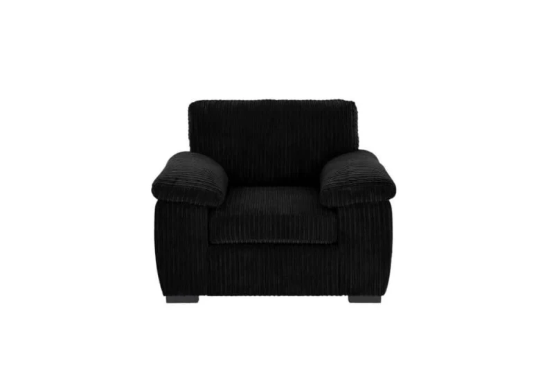 Image of LUXURY LIFE Collingdale Jumbo Cord Fabric 1 Seater Sofa Black