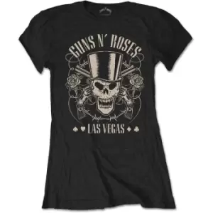 Image of Guns N' Roses - Top Hat, Skull & Pistols Las Vegas Ladies Medium T-Shirt - Black