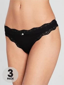 Image of Boux Avenue Tatiana Thong 3 Pack, Black, Size 12, Women